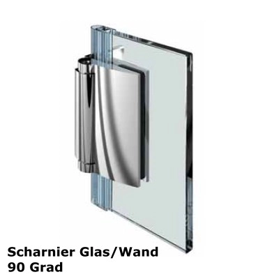 Glas - Wand Scharnier 90 Grad nach aussen öffnend
