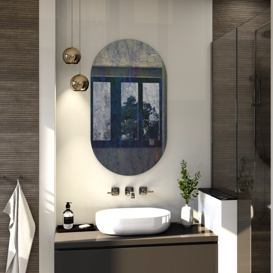 Rahmenloser Spiegel - Antik - Doppelrundbogen