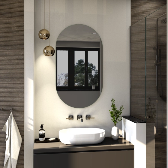 Rahmenloser Spiegel - Grau - Doppelrundbogen