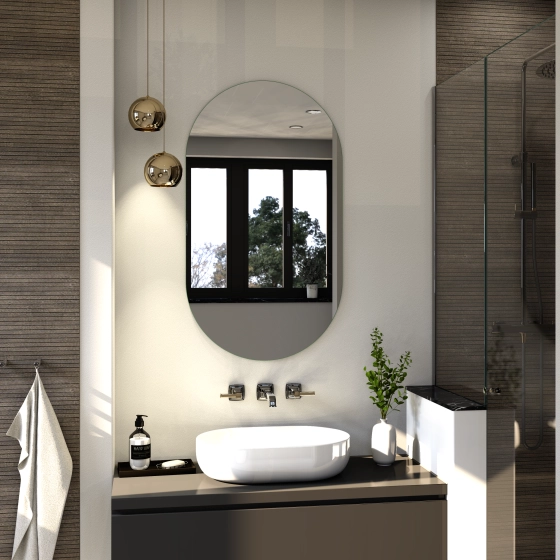 Rahmenloser Spiegel - Klar - Doppelrundbogen