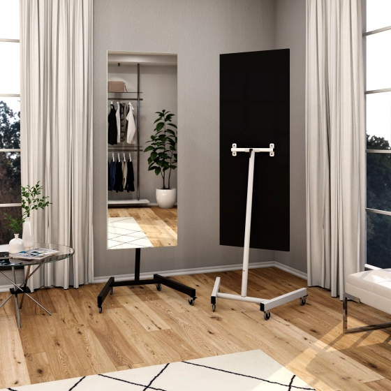 Mobilus, stačiakampis - pakreipiamas veidrodis su ratukais klijuotas ant plokštės