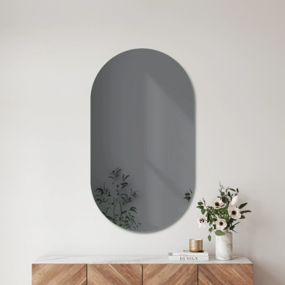 Rahmenloser Spiegel - Grau - Doppelrundbogen