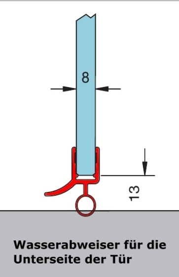 Dichtprofil - Wasserabweiser für Glastür - 2m