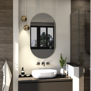 Rahmenloser Spiegel - Grau - Doppelrundbogen