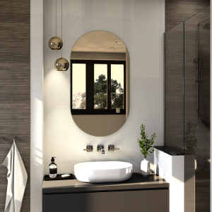 Rahmenloser Spiegel - Bronze - Doppelrundbogen