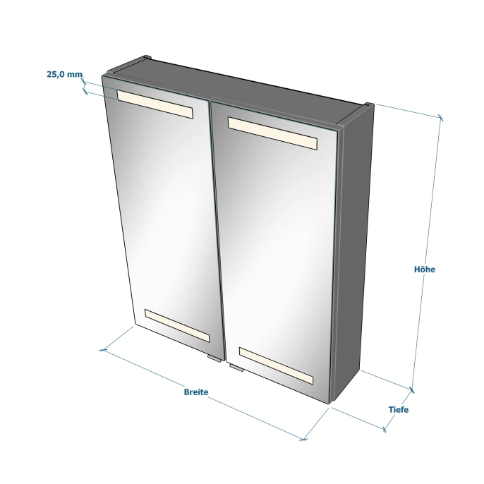 Spiegelschrank Mystic LED Square II Zweitürig mit Farbauswahl