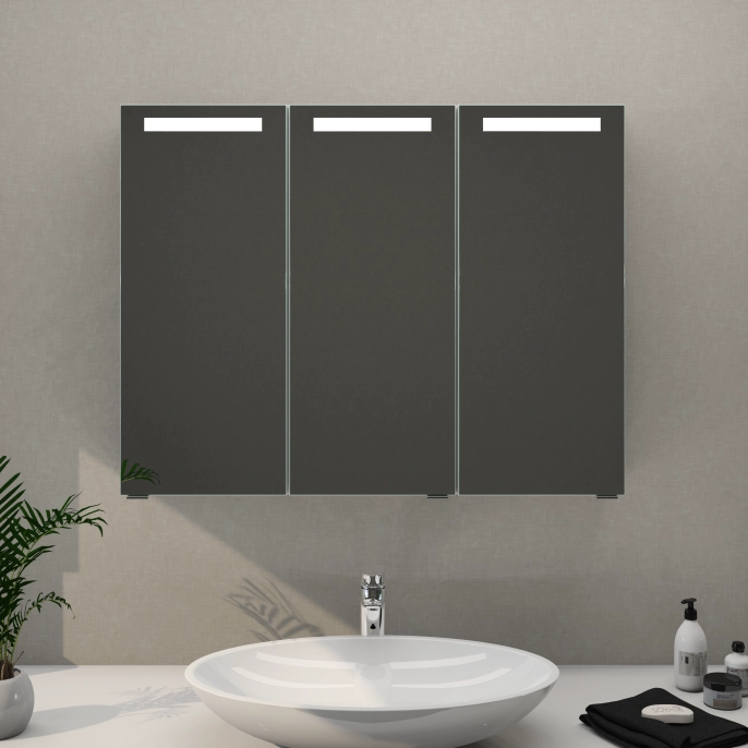 Spiegelschrank Mystic LED Square I Dreitürig mit Farbauswahl