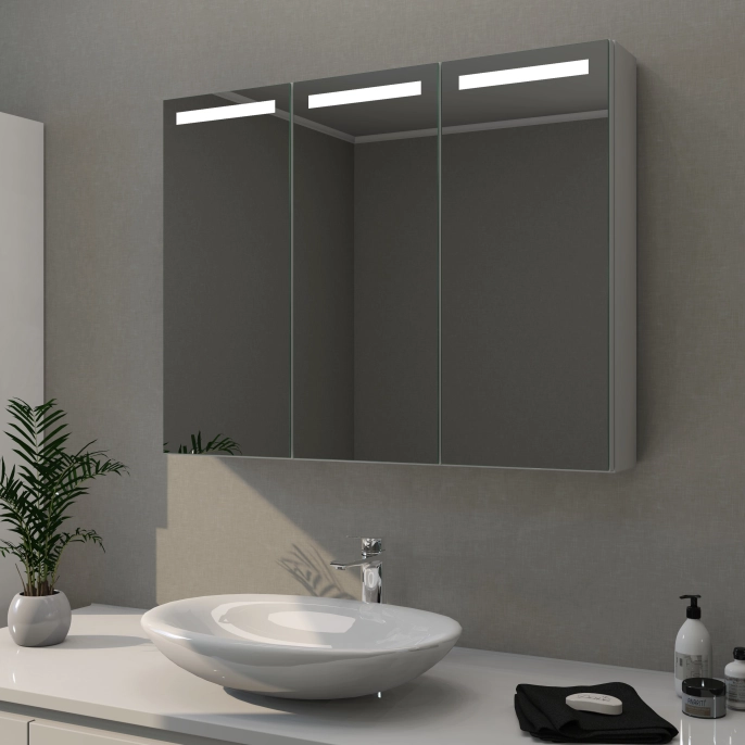 Spiegelschrank Mystic LED Square I Dreitürig mit Farbauswahl