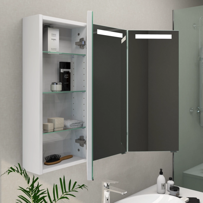 Spiegelschrank Mystic LED Square I Dreitürig mit Farbauswahl