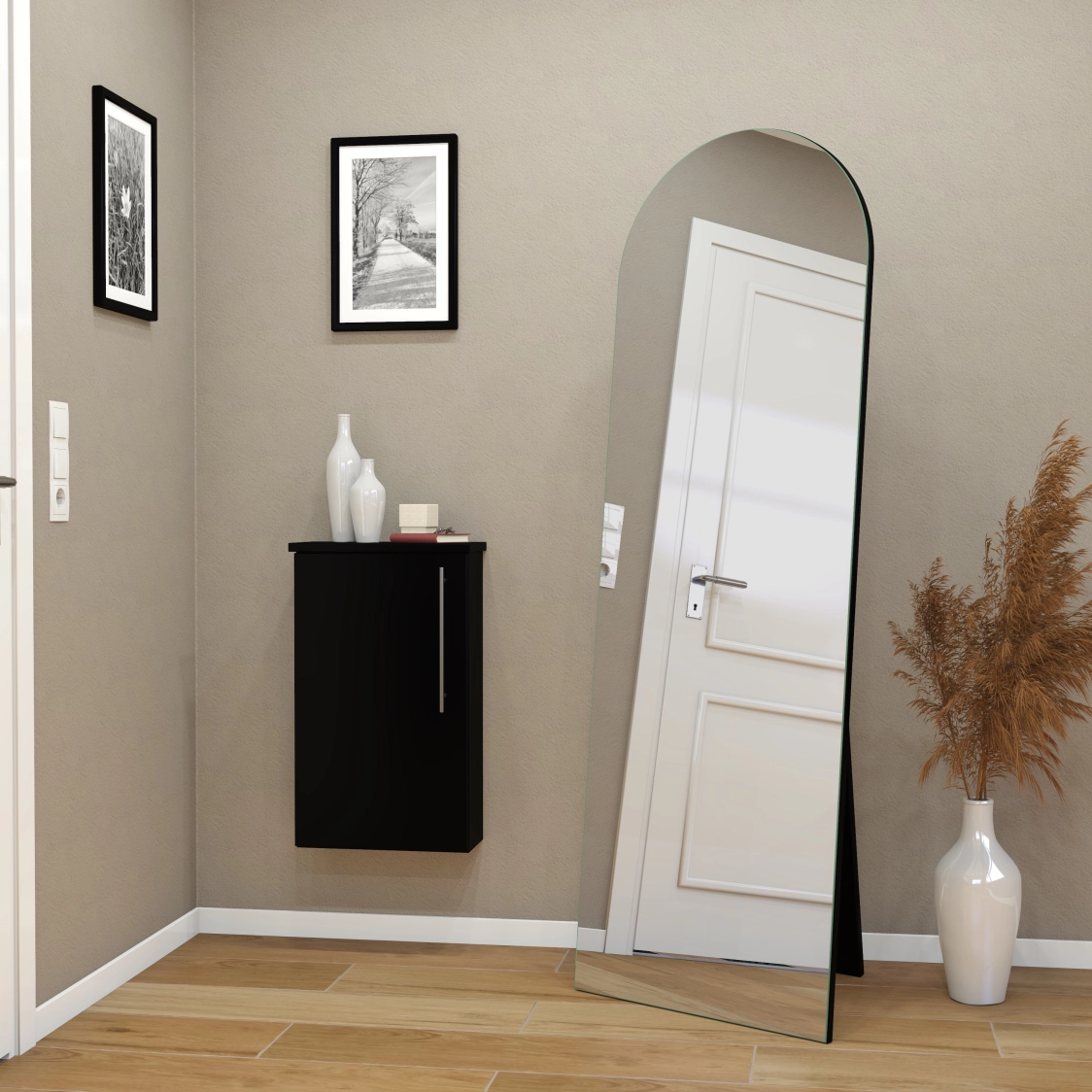 Standspiegel Estato Rundbogen in 60 x 180 cm mit Farbauswahl